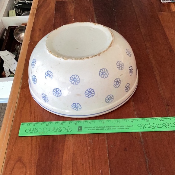 ⚜️ PYREX Milk Glass  Corning TURQUOISE Laurel Leaf & Flowers Band BOWL  6.5” EVC - Picture 13 of 16